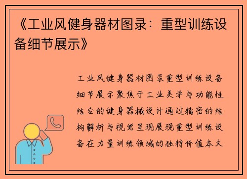 《工业风健身器材图录：重型训练设备细节展示》